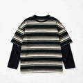 Layered Tee Oversize Righe - Nero & Sabbia