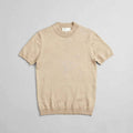 Maglietta a Filo Uomo Collo Alto Maniche Corte – Beige