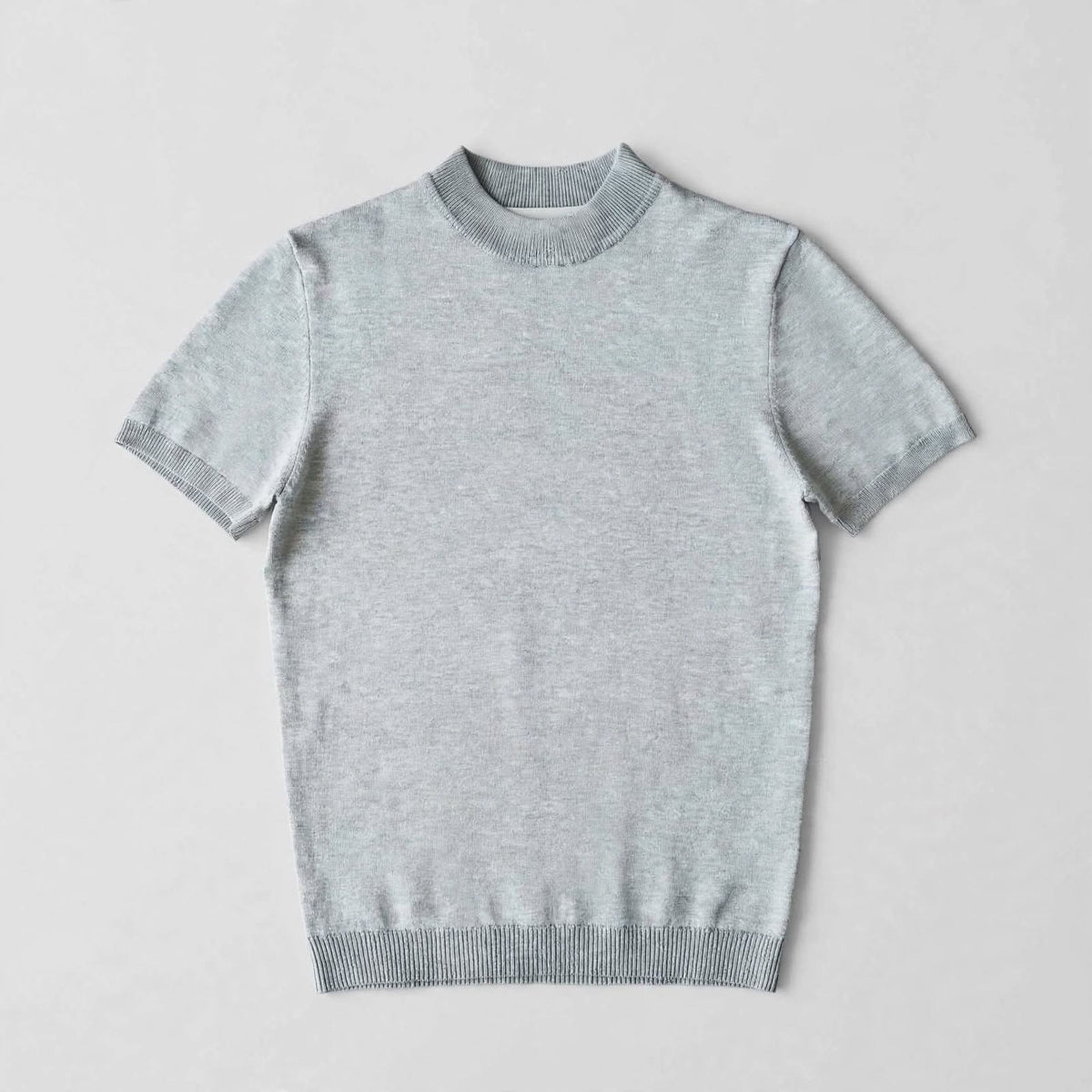 Maglietta a Filo Uomo Collo Alto Maniche Corte – Grigio